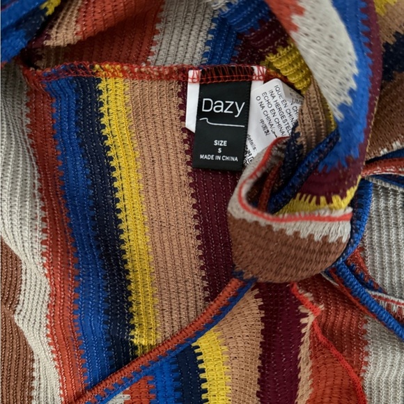 Colorful Striped Tie-Front Blouse Dazy Small - Picture 8 of 9